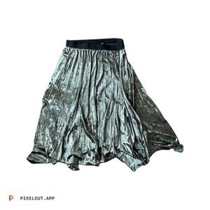 Green faux velvet skirt